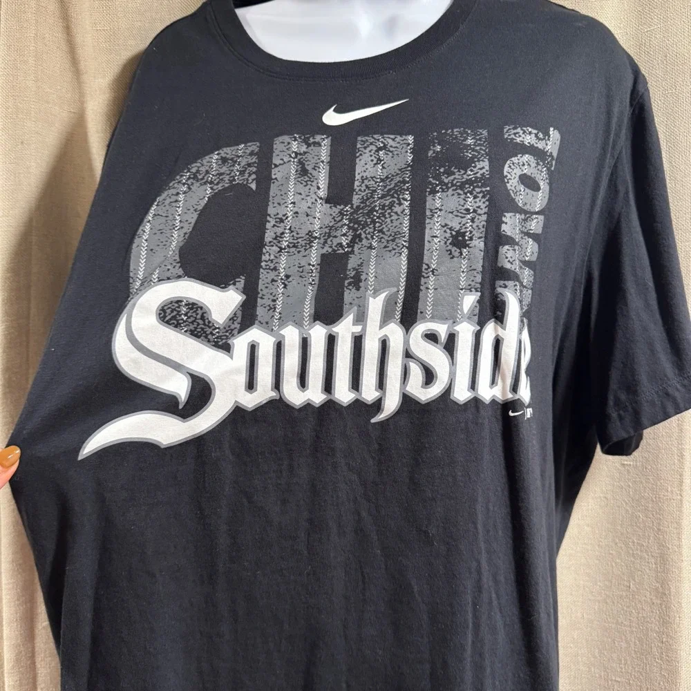 Nike XXL T-Shirt‎ Black Chicago CHI Town Southside Cotton Mens Tee